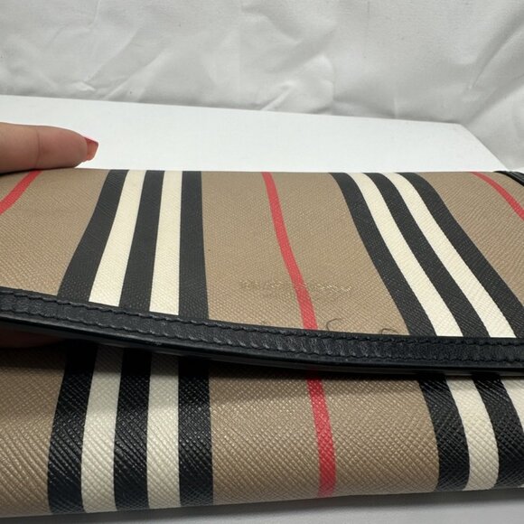 Burberry E-Canvas Icon Stripe Hannah Wallet Archive Beige - Picture 3 of 8